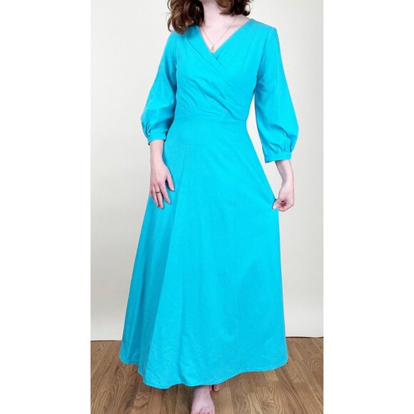 Vintage 70s Handmade Gown Puff Sleeve Princess Maxi Dress Cottagecore Whimsical - Picture 2 of 4